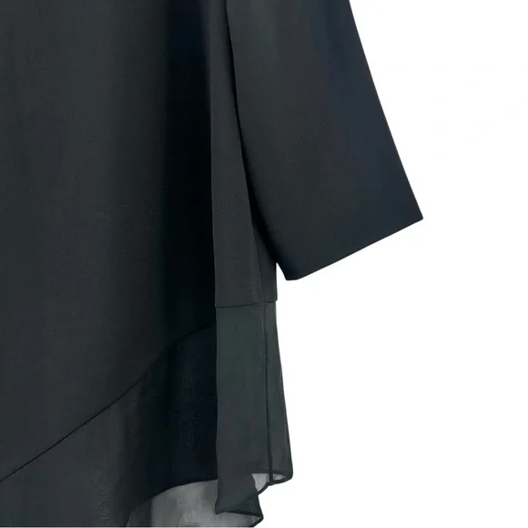 St. John Cady Asymmetric Hem Half Sleeve Silk Blend Minimalist Tunic Blouse Top - Picture 4 of 8